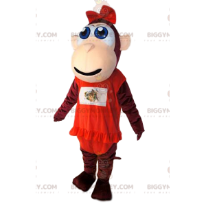 Costume de mascotte BIGGYMONKEY™ de singe marron, avec une robe