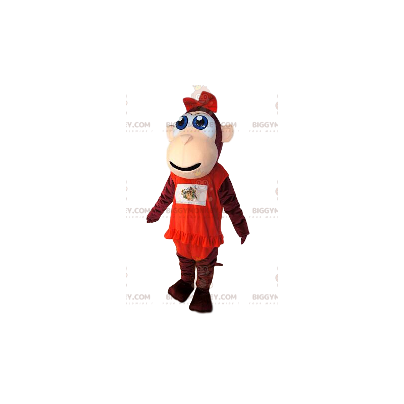 Costume de mascotte BIGGYMONKEY™ de singe marron, avec une robe