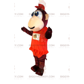 Costume de mascotte BIGGYMONKEY™ de singe marron, avec une robe