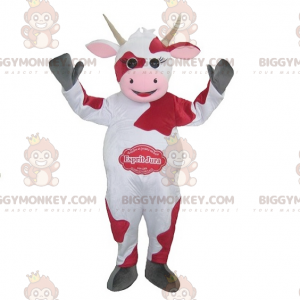 Disfraz de mascota vaca blanca roja y rosa BIGGYMONKEY™ -