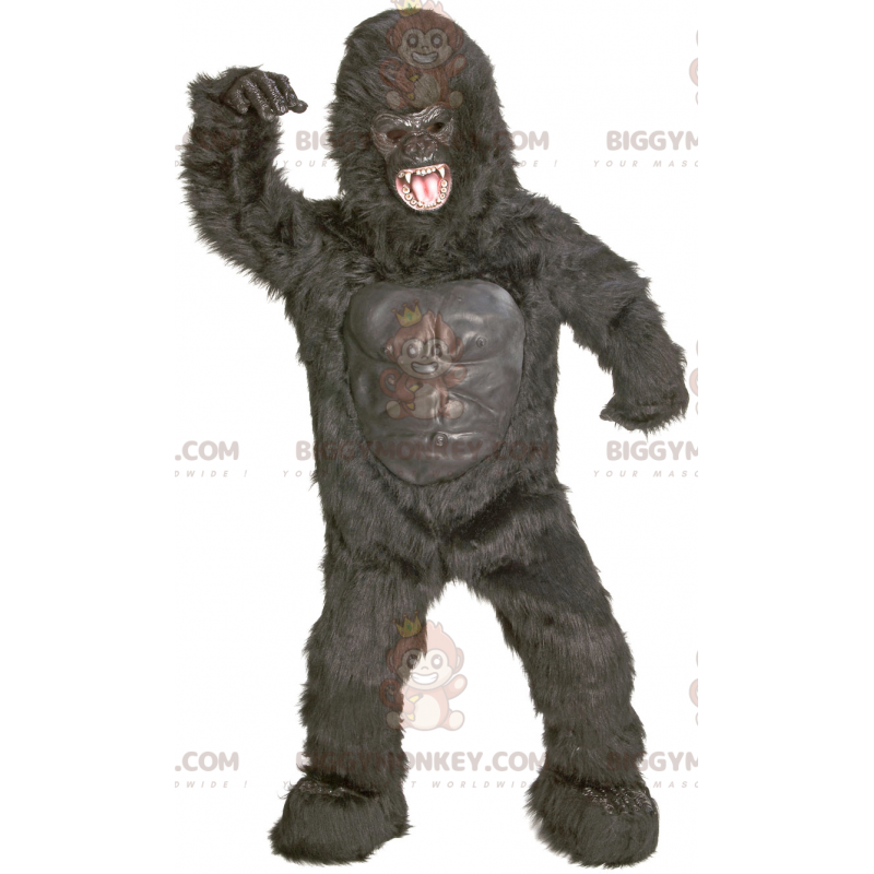Fel uitziende gigantische zwarte gorilla mascottekostuum