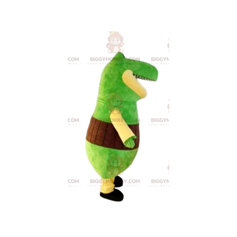 Costume de mascotte BIGGYMONKEY™ de dinosaure vert très rigolo.