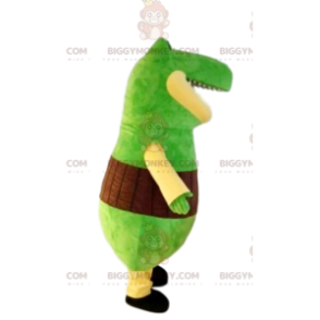 Costume de mascotte BIGGYMONKEY™ de dinosaure vert très rigolo.