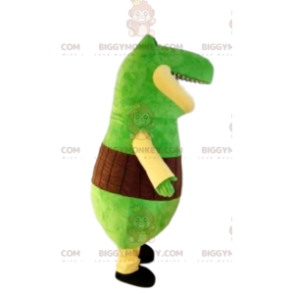 Mycket rolig grön dinosaurie BIGGYMONKEY™ maskotdräkt.
