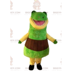 Costume de mascotte BIGGYMONKEY™ de dinosaure vert très rigolo.