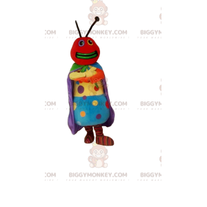 Costume mascotte BIGGYMONKEY™ formica colorata, con pois