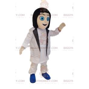 Women's BIGGYMONKEY™ mascot costume with a white suit. women's