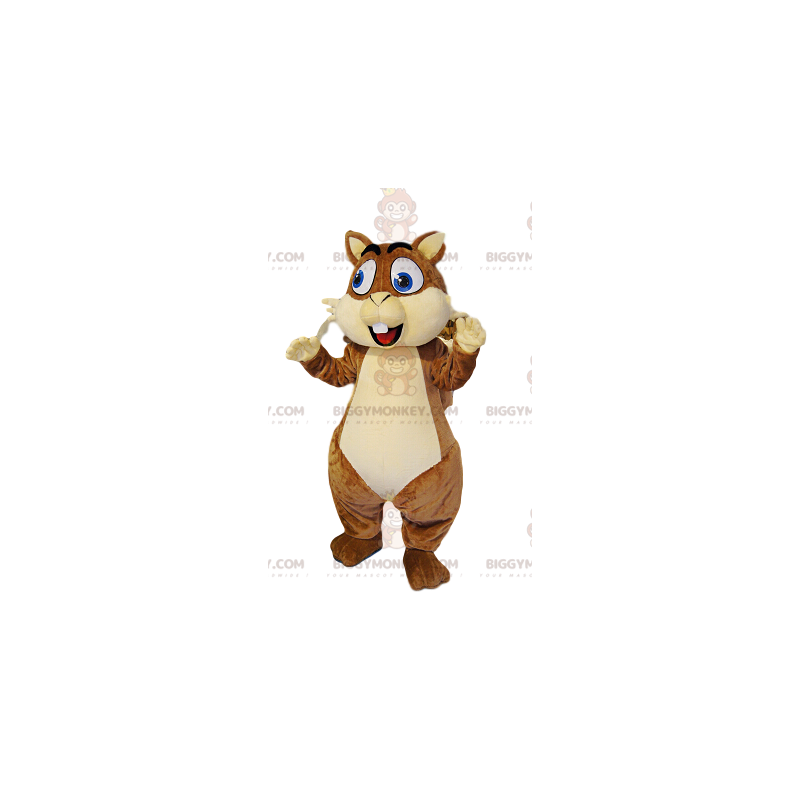 Traje de mascote BIGGYMONKEY™ Esquilo marrom muito feliz com
