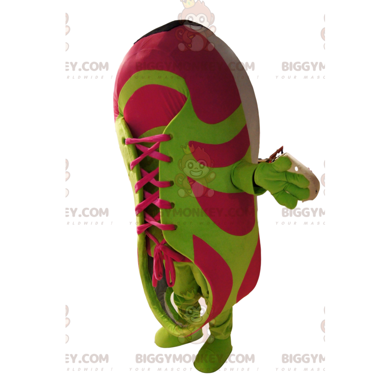 Disfraz de mascota de baloncesto BIGGYMONKEY™ fucsia y verde.