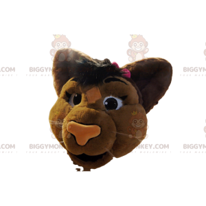 Traje de mascote BIGGYMONKEY™ cabeça de leoa marrom com gravata