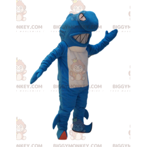 Costume de mascotte BIGGYMONKEY™ de requin bleu et blanc très