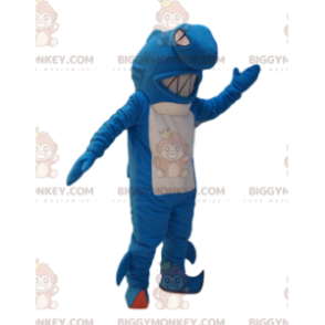 Costume da mascotte BIGGYMONKEY™ squalo bianco e blu molto