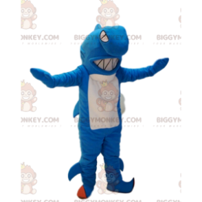 Costume da mascotte BIGGYMONKEY™ squalo bianco e blu molto