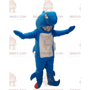 Costume de mascotte BIGGYMONKEY™ de requin bleu et blanc très