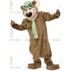 Brun björn BIGGYMONKEY™ maskotdräkt med hatt och slips -
