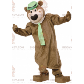 Brun björn BIGGYMONKEY™ maskotdräkt med hatt och slips -