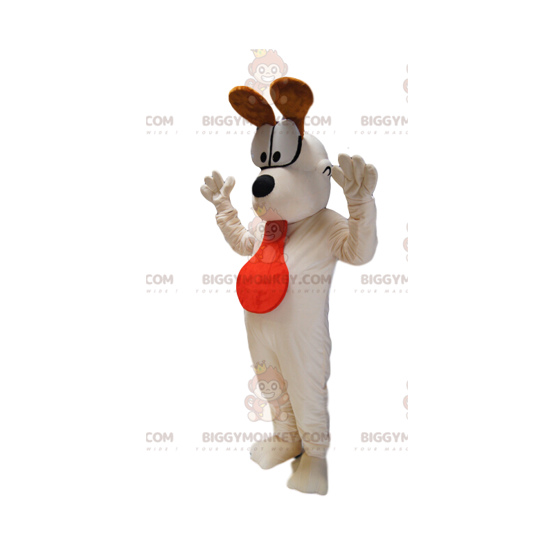 BIGGYMONKEY™ mascot costume of Odie, the white dog in Garfield.