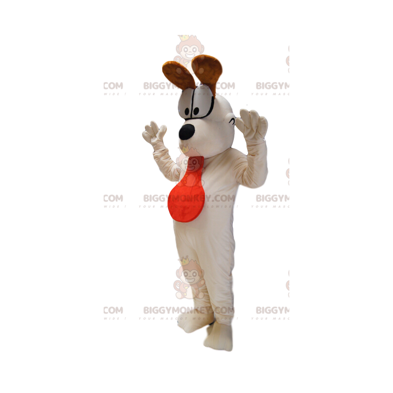 Kostým maskota BIGGYMONKEY™ Odieho, bílého psa z Garfielda. –