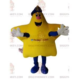 Costume de mascotte BIGGYMONKEY™ d'étoile jaune très heureuse