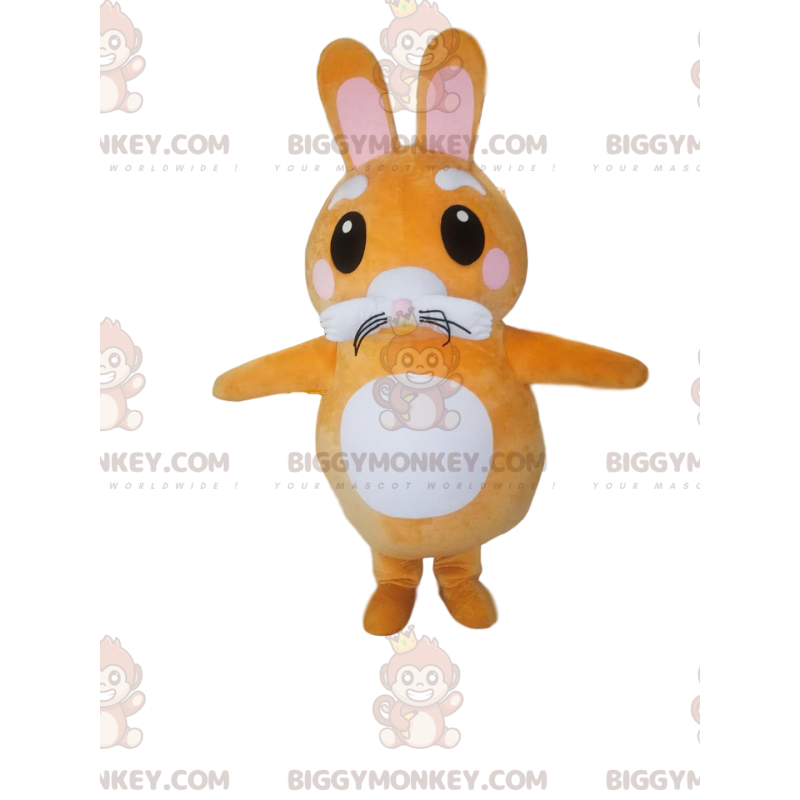 Traje de mascote de coelho laranja e branco BIGGYMONKEY™.