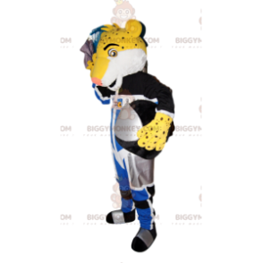 Costume de mascotte BIGGYMONKEY™ de léopard jaune en tenue de