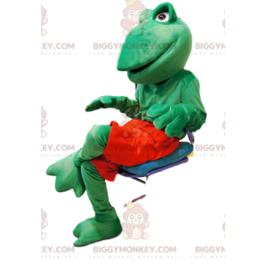 Traje de mascote amigável de sapo verde BIGGYMONKEY™ com short