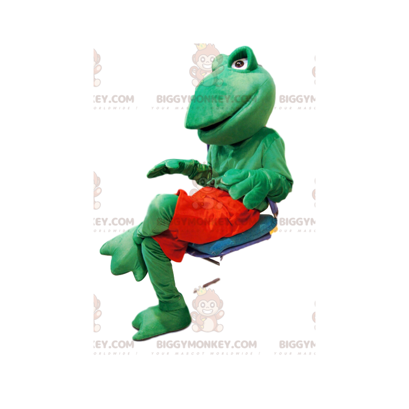 Disfraz de mascota de rana verde amigable BIGGYMONKEY™ con