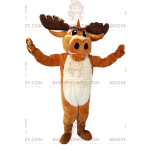 Brown Deer BIGGYMONKEY™ maskotkostume med smukke gevirer.