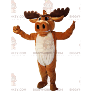 Brown Deer BIGGYMONKEY™ Mascot Costume with Beautiful Antlers.