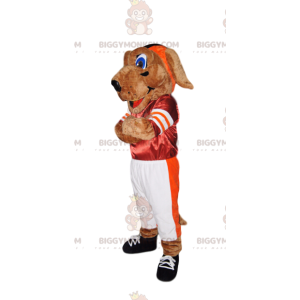 Červenobílý kostým sportovního psa BIGGYMONKEY™ s maskotem –