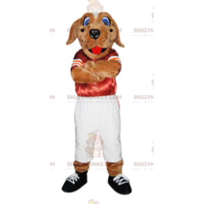 Red and White Sportswear Dog BIGGYMONKEY™ Mascot Costume –