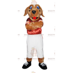 Rød og hvid Sportstøj Hunde BIGGYMONKEY™ maskot kostume -