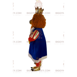 Kostium maskotki BIGGYMONKEY™ z brązowego lwa w stroju króla.