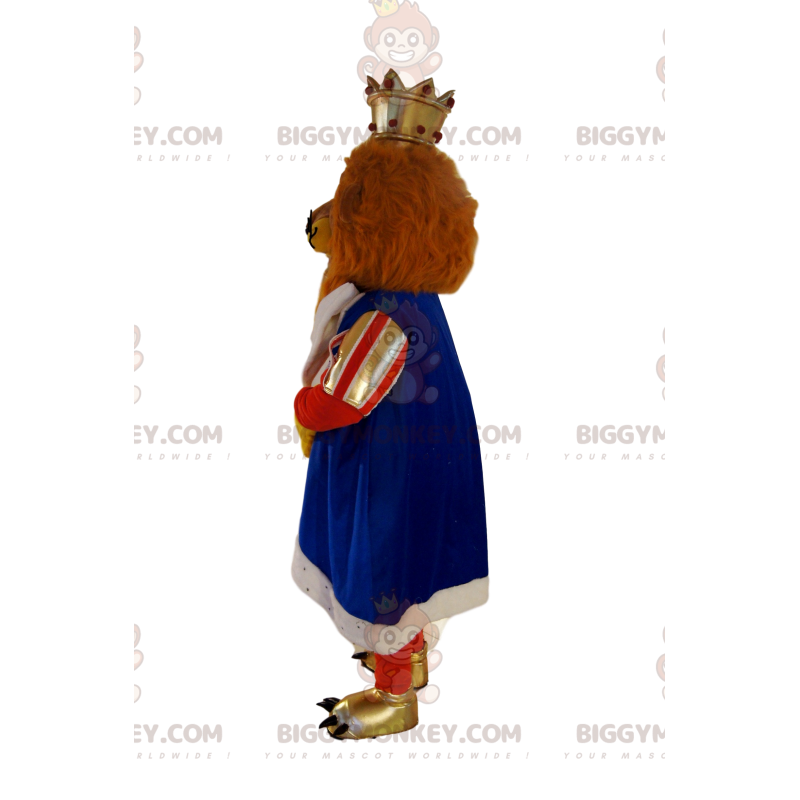 BIGGYMONKEY™ mascot costume of brown lion in king attire. lion