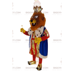 Costume de mascotte BIGGYMONKEY™ de lion marron en tenue de