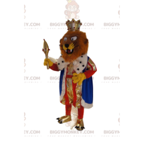 Costume de mascotte BIGGYMONKEY™ de lion marron en tenue de