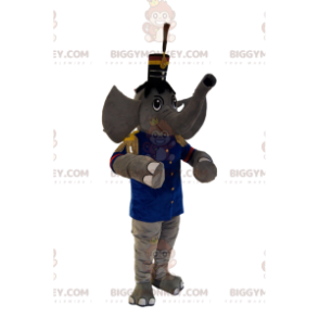 Costume de mascotte BIGGYMONKEY™ d'éléphant gris en tenue de