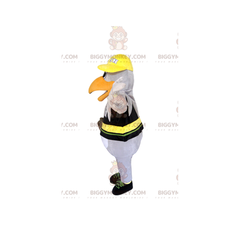 Disfraz de mascota BIGGYMONKEY™ de águila blanca con camiseta