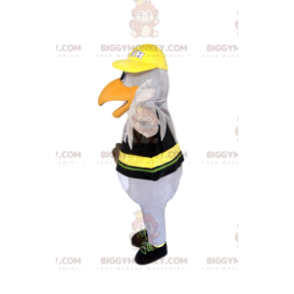 BIGGYMONKEY™ mascot costume of white eagle in supporter jersey.