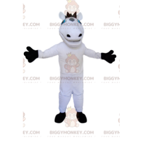 Traje de mascote BIGGYMONKEY™ Cavalo branco com crina preta –