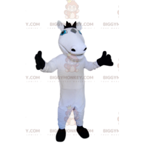 Traje de mascote BIGGYMONKEY™ Cavalo branco com crina preta –