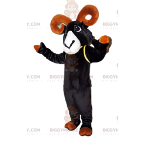 BIGGYMONKEY™ mascottekostuum zwarte steenbok met mooie bruine