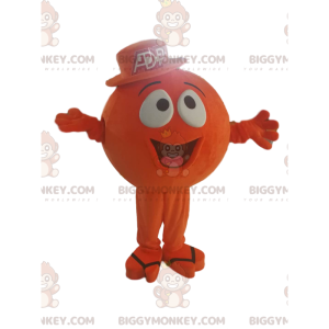 Orange rund karaktär BIGGYMONKEY™ maskotdräkt, med stort leende