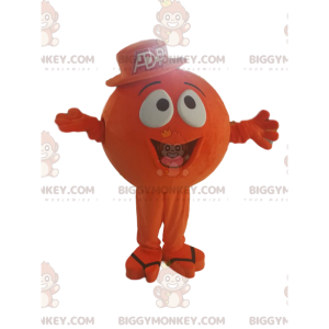 Oranje rond karakter BIGGYMONKEY™ mascottekostuum, met grote