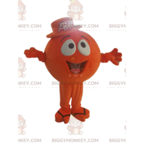 Oranssi pyöreä hahmo BIGGYMONKEY™ maskottiasu, leveä hymy -