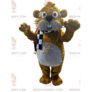 BIGGYMONKEY™ Costume da mascotte castoro marrone con occhiali