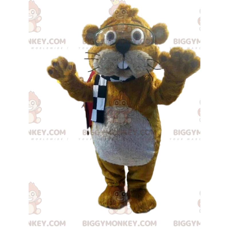 Costume de mascotte BIGGYMONKEY™ de castor marron avec des