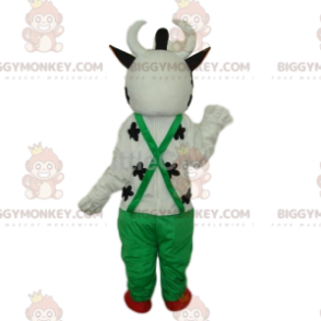 Traje de mascote amigável de vaca branca BIGGYMONKEY™ com