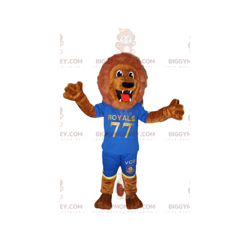 BIGGYMONKEY™ Mascot Costume Phenomenal Brown Lion In Blue