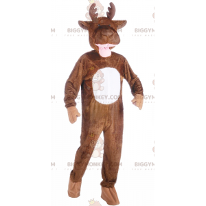 Giant Brown and White Reindeer BIGGYMONKEY™ Mascot Costume –